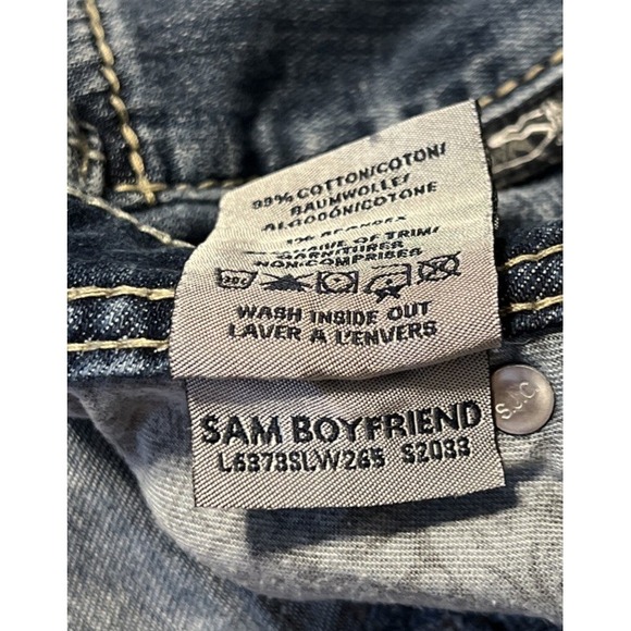 Silver Jeans Women's Sam Boyfriend Low Rise Distressed Jeans SZ 28x28 (29x28) - Picture 8 of 13